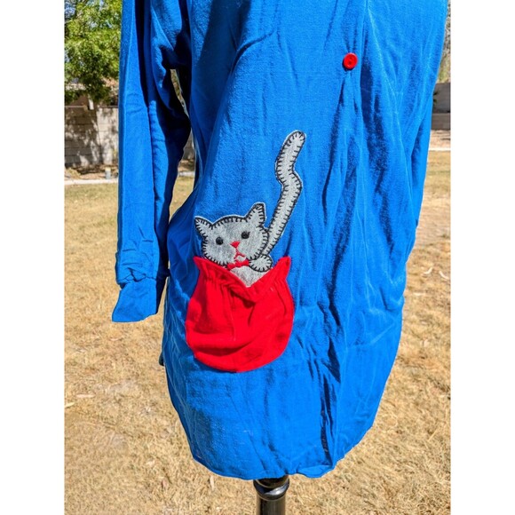 Vintage 90s Jennifer Dale Cat Pocket Sleep Relax Long Shirt/Gown Womens Sz 7 EUC - Picture 3 of 7